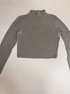 Vintage Kingston Grey Women’s Sz Large Gray Crop Top Long Sleeve Mock Turtleneck